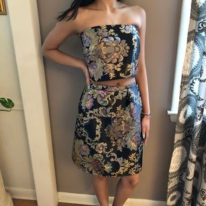 Off shoulder crop top and skirt set